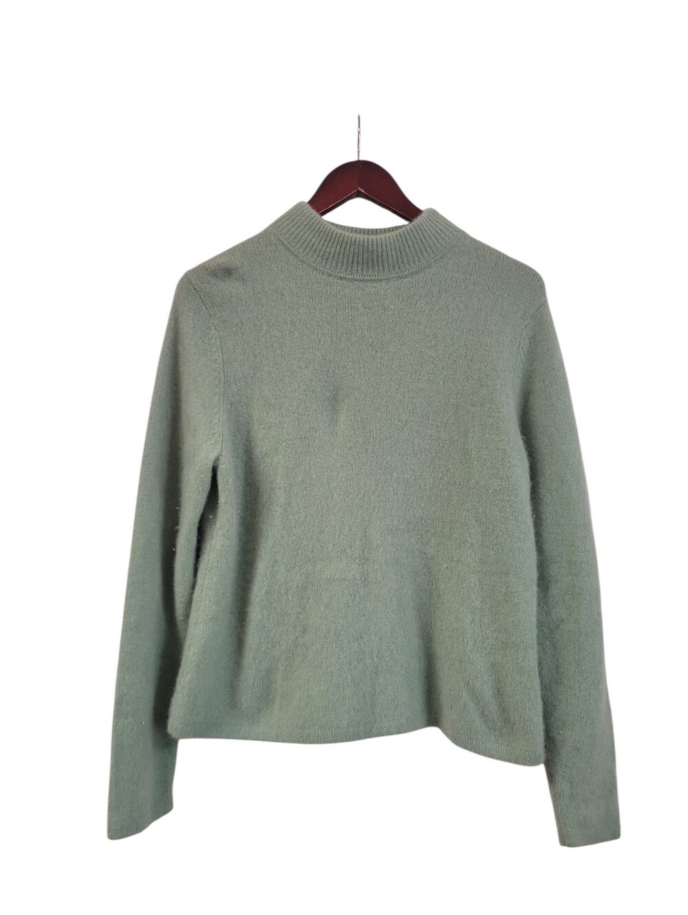 Vintage Preswick & Moore Women's Green 100% Cashmere Sweater Large Mock Neck